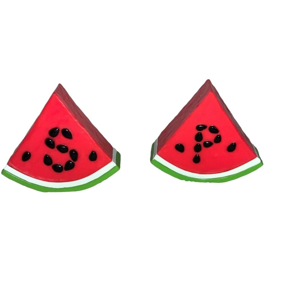WATERMELON WEDGE SALT & PEPPER Shaker SET - BRIGHT Colors PLASTIC